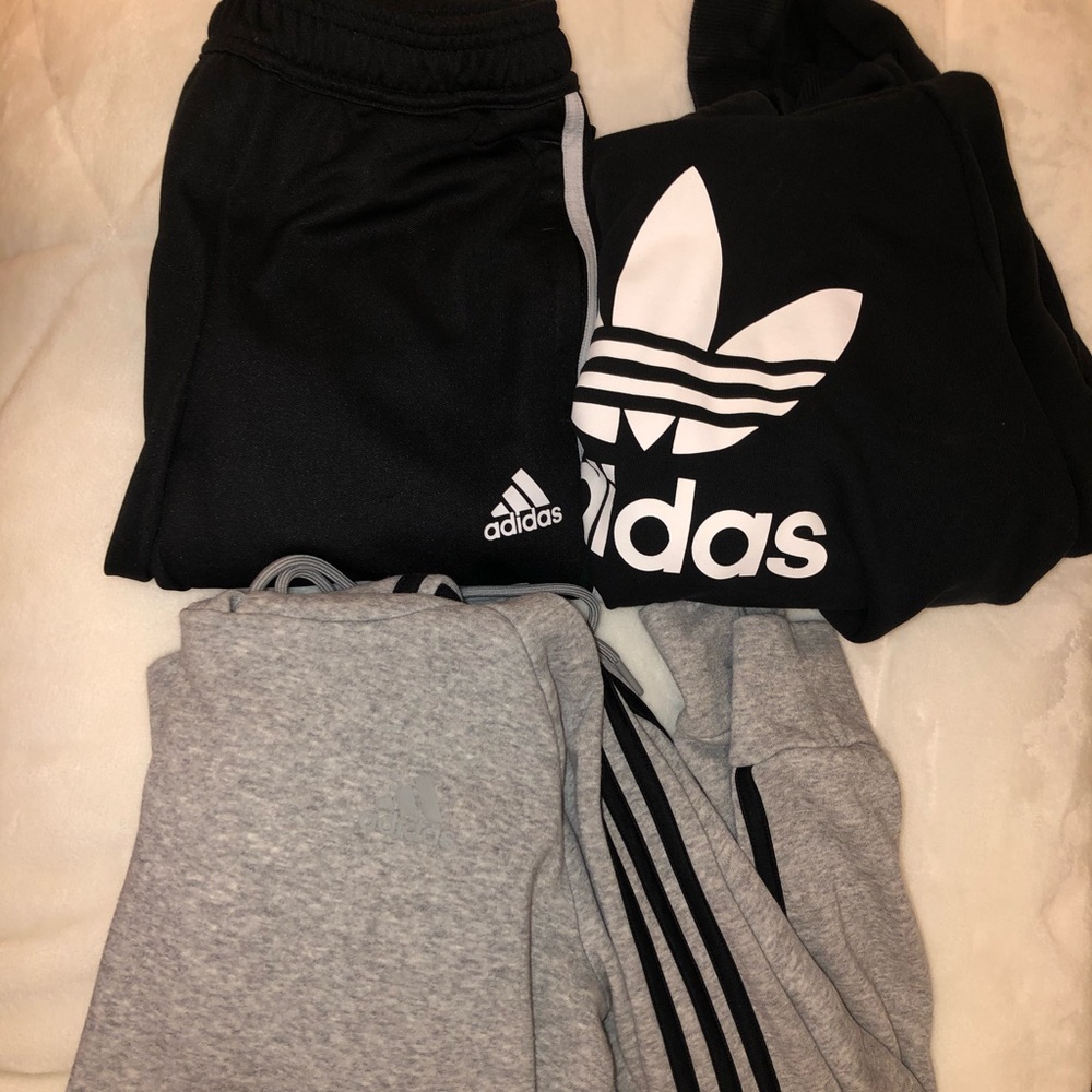 Bundle of 2 adidas hoodies and 1 adidas joggers